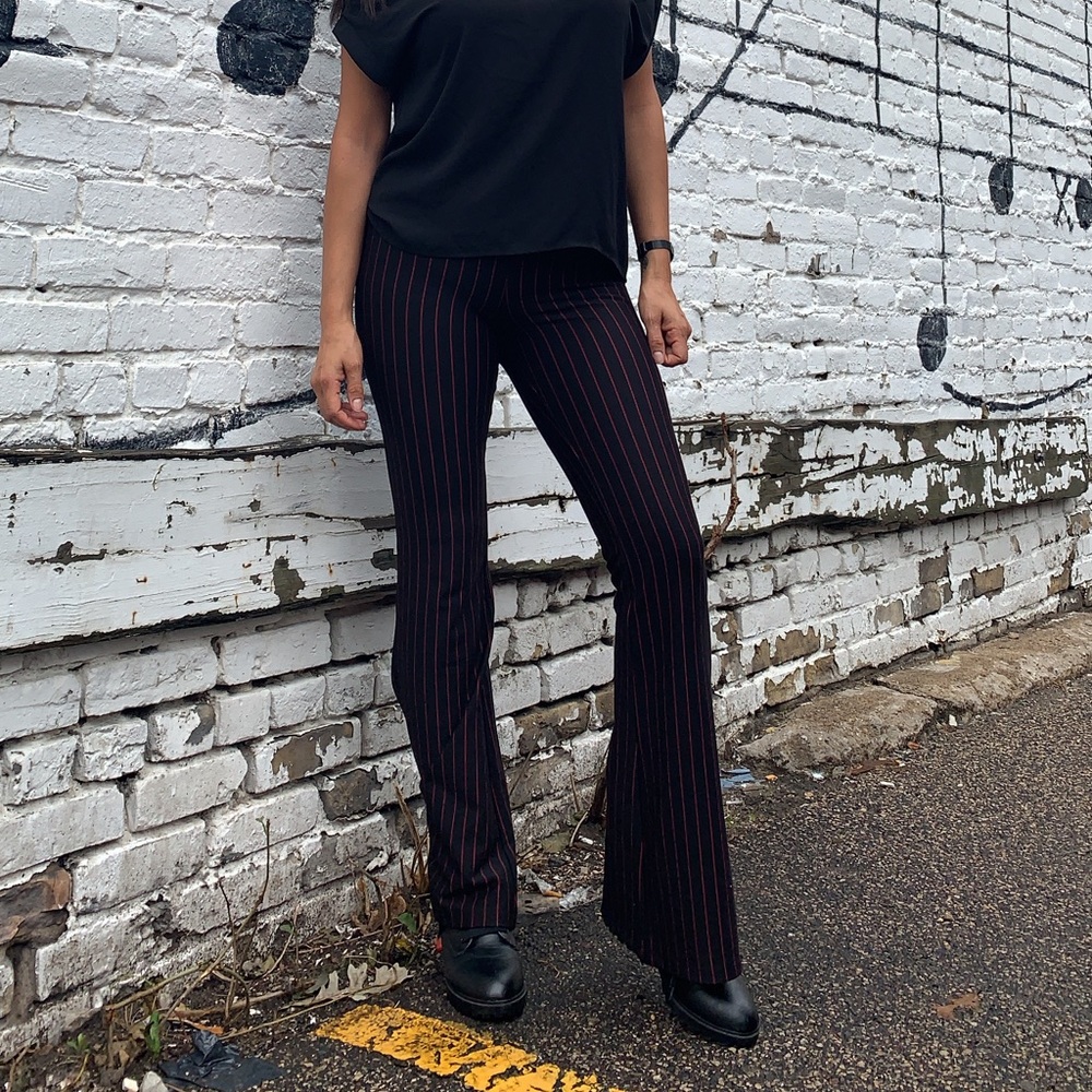 ***SOLD***Red and black pin striped pants